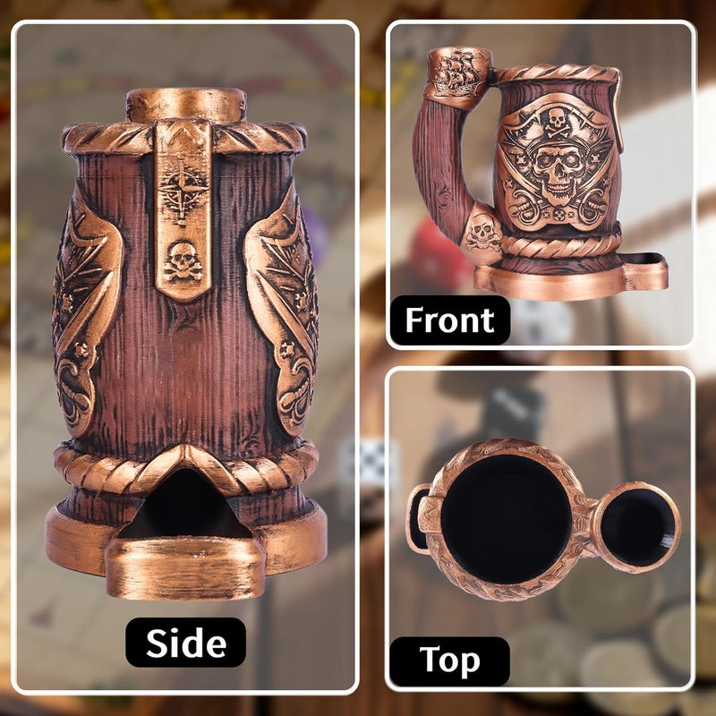 Luazuri Store Dice Tower Mug, Dice Rolling Tower, Comes with 7 PCS Dice Set, Suitable for DND Dungeons and Dragons, Tabletop Games, Available As Drink Holder, D&D Gifts, DND Accessories (Wooden Skull) - Image 4